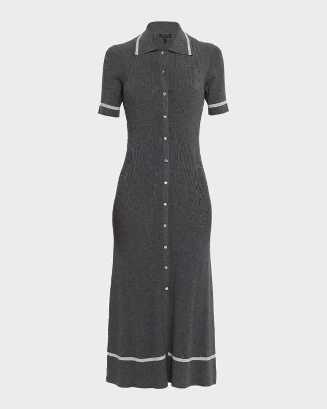 Kassy Tipped Rib-Knit Midi Dress